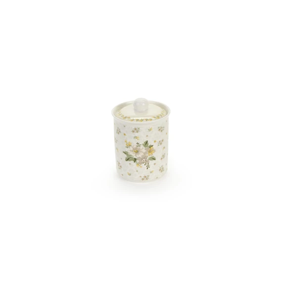 Porcelán tároló fehér-sárga virágokkal New Bone 600 ml