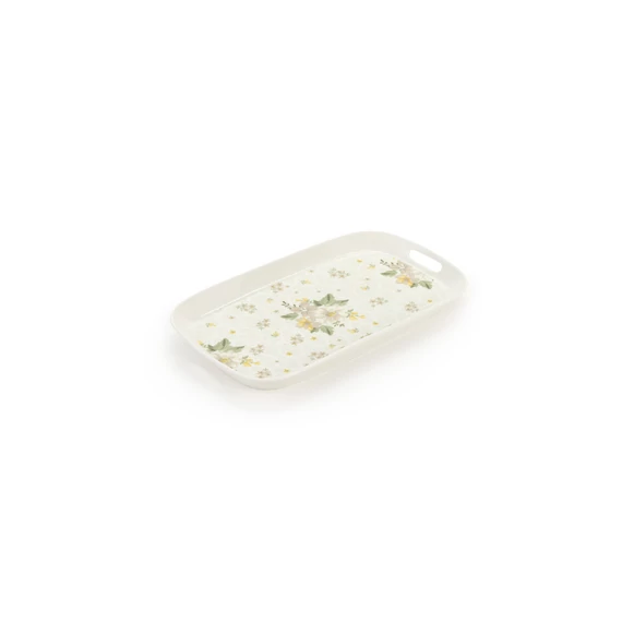 Porcelán tálca fehér-sárga virágos New Bone 30 x 17 x 2,8 cm