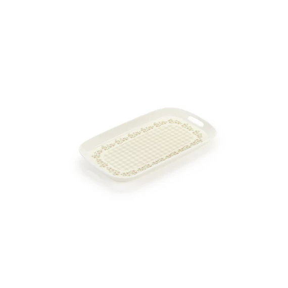 Porcelán tálca szélén apró virágokkal kockás New Bone 30 x 17 x 2,8 cm