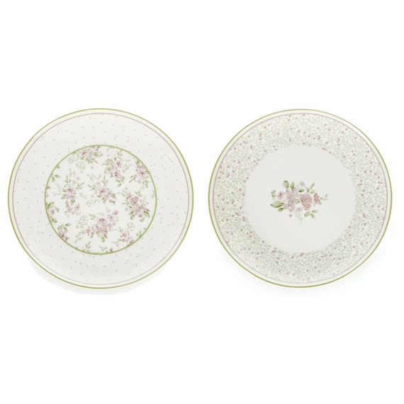 Porcelán desszert tányér virággal szélén mini szívekkel Wendy 20 cm