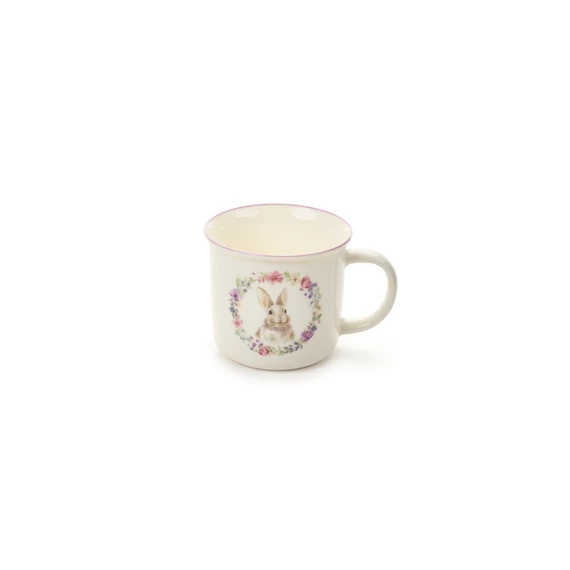 Porcelán nyuszis bögre koszorú keretben 335 ml