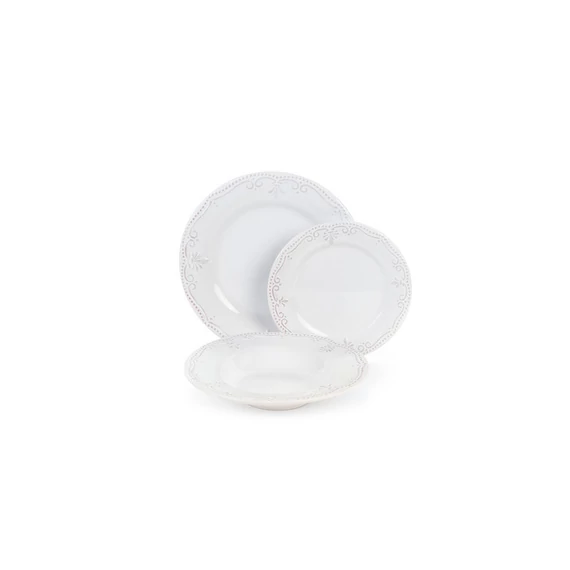 18 részes olasz kerámia étkészlet fehér 27/20,05/22,3 cm