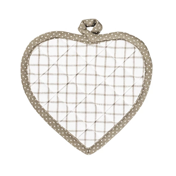 Alátét szív alakú bézs kockás Carlotta 20 x 20 cm