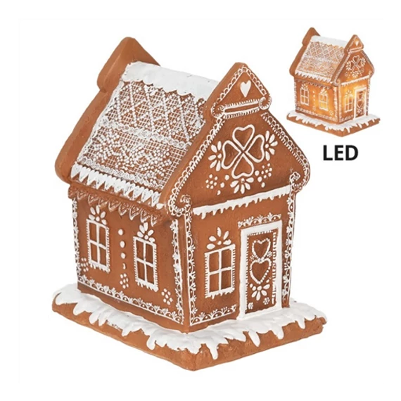 Mézeskalács házikó led műanyag 15 x 12 x 17 cm