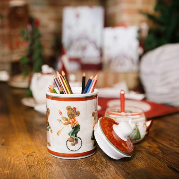 Karácsonyi porcelán tároló bohóc maci Bear 600 ml