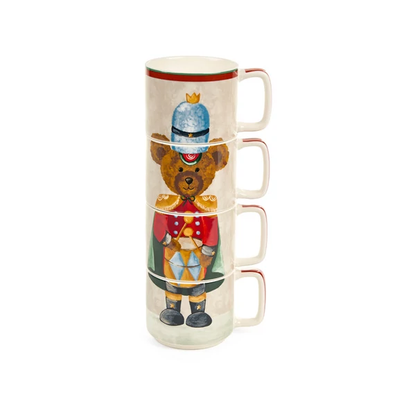 Porcelán karácsonyi 4 db-os bögre katona maci Bear 330 ml