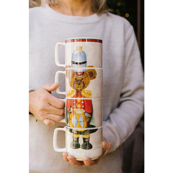 Porcelán karácsonyi 4 db-os bögre katona maci Bear 330 ml
