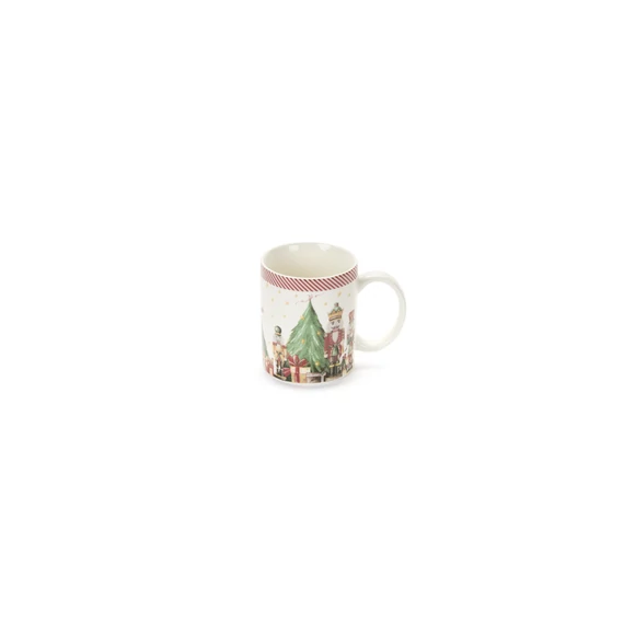 Porcelán bögre fenyőfával diótörőkkel 300 ml