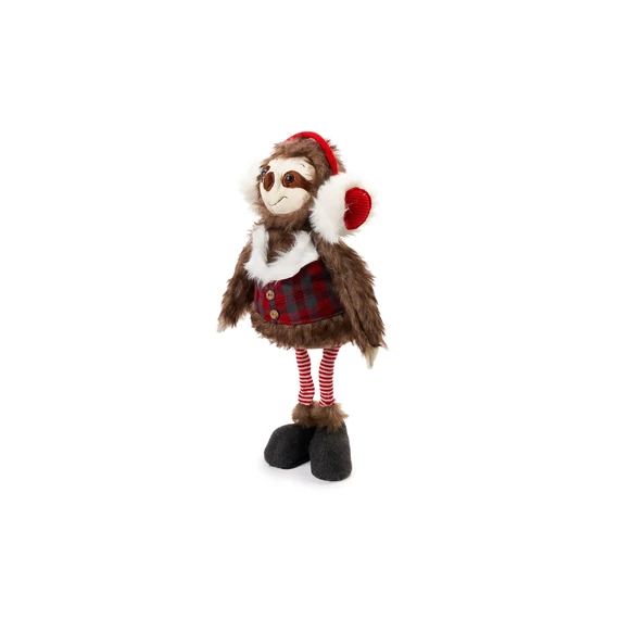 Karácsonyi lajhár figura fülvédővel 60 cm