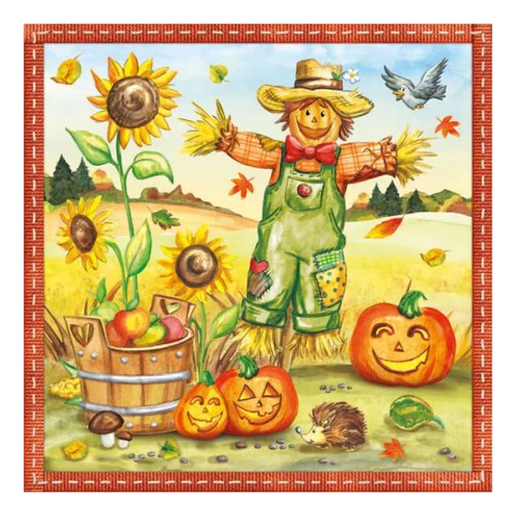 Őszi papírszalvéta madárijesztővel  20 db-os 33 x 33 cm