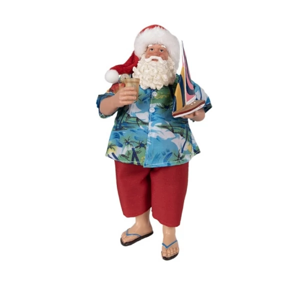 Télapó figura pálmafás ingben 28 cm