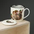 Kép 1/3 - Porcelán bögre szűrővel tetővel  cica manók